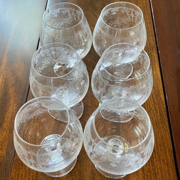 Set of 6 with box Cascade Bohemian Crystal Brandy Snifter Glasses 4 3/4" Vintage - Picture 8 of 14